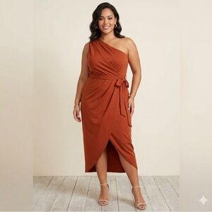 SHEIN One-Shoulder Wrap Midi Dress | Size 1X